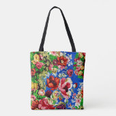Chic farbenfrohe antike Blumenpracht Grün Name Tasche (Rückseite)