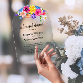 Chic farbenfrohe blumengeschmückte Hochzeitsfeier  Acryleinladungen