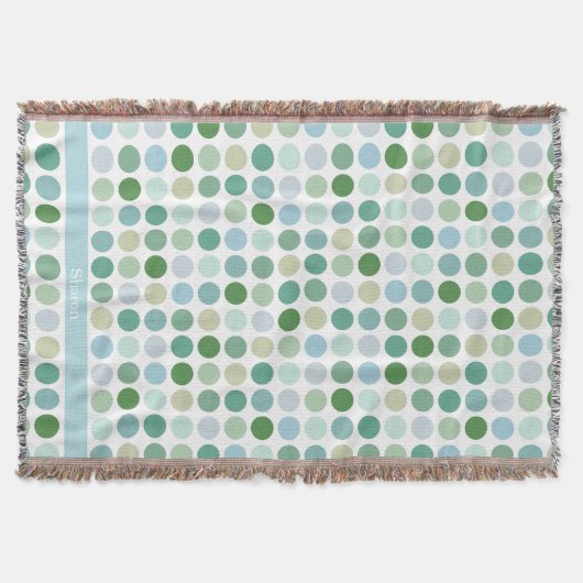 Chic farbenfrohe grüne Polka-Punkte Muster Monogra Decke (Vorderseite)