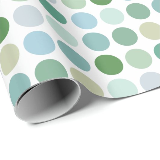 Chic farbenfrohe grüne Polka-Punkte Muster Monogra Geschenkpapier (Rolleneckpunkt)