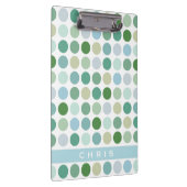 Chic farbenfrohe grüne Polka-Punkte Muster Monogra Klemmbrett (Rechts)