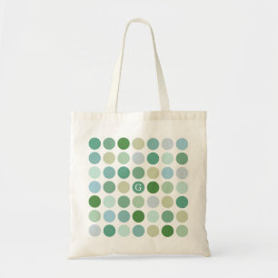 Chic farbenfrohe grüne Polka-Punkte Muster Monogra Tragetasche
