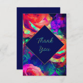 Chic farbenfrohe helle Blume Hochzeit Dankeskarte (Vorne/Hinten)