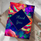 Chic farbenfrohe helle Blume Hochzeit Dankeskarte