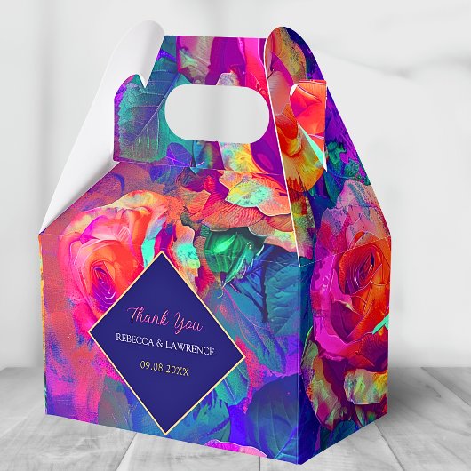 Chic farbenfrohe helle Blume Hochzeit Geschenkschachtel