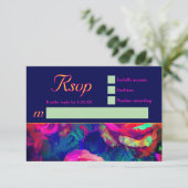 Chic farbenfrohe helle Blume Hochzeit RSVP Karte (Stehend Vorderseite)