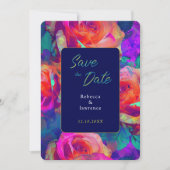 Chic farbenfrohe helle Blume Hochzeit Save The Date (Vorderseite)