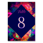 Chic farbenfrohe helle Blume Hochzeit Tischnummer (Rückseite)