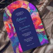 Chic farbenfrohe helle Blume Hochzeitsbogen Einladung