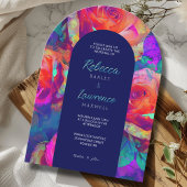Chic farbenfrohe helle Blume Hochzeitsbogen Einladung