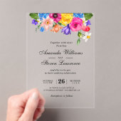 Chic farbenfrohe helle Wildblumen Hochzeit Acryleinladungen (Insitu (Handheld))