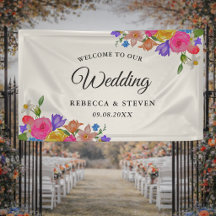 Chic farbenfrohe helle Wildblumen Hochzeitsempfang