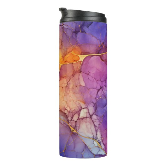 Chic farbenfrohe Imitate Gold Glitzer Marmormonogr Thermosbecher (Nach rechts gedreht)