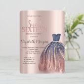 Chic farbenfrohe Kleidung, Rose Gold Sweet 16 Einladung (Stehend Vorderseite)