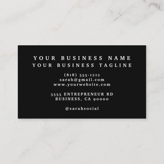 Chic farbenfrohe Succules Black Business Cards Visitenkarte (Rückseite)