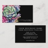 Chic farbenfrohe Succules Black Business Cards Visitenkarte (Vorne/Hinten)
