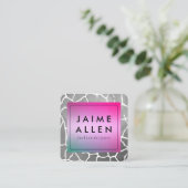 Chic farbenfrohe Textur Grau Muster Quadratische Visitenkarte (Stehend Vorderseite)