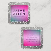 Chic farbenfrohe Textur Grau Muster Quadratische Visitenkarte (Vorne/Hinten)