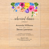 Chic farbenfrohe Wildblumen Hochzeit Probe Dinner Acryleinladungen (Vorderseite)