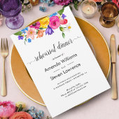 Chic farbenfrohe Wildblumen Hochzeit Probe Dinner Einladung
