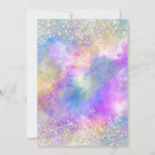 Chic farbenfroher Einhorn TropfGlitzer Einladung (Rückseite)