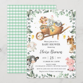 Chic Farm Animals Barnyard Greenery Baby Shower I Einladung