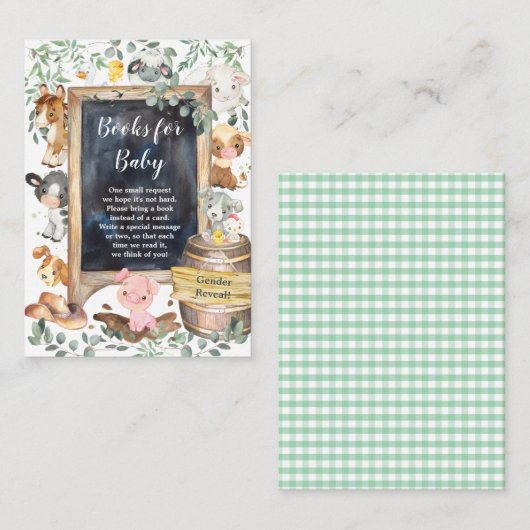 Chic Farm Animals Barnyard Grünbücher für Baby Begleitkarte (Vorne/Hinten)