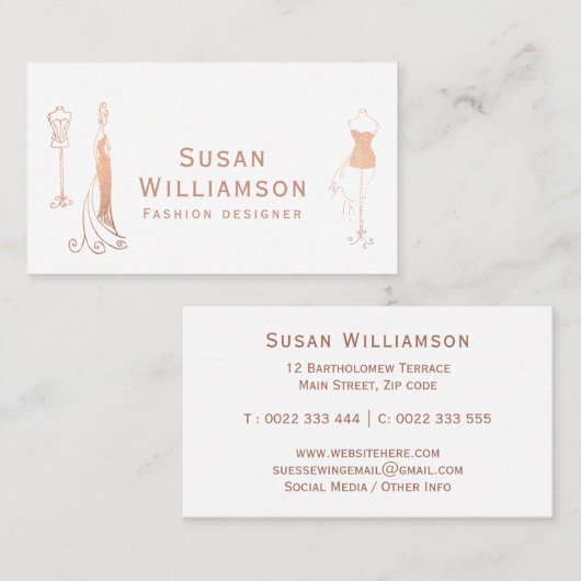 Chic Fashion Designer Rose Visitenkarte (Vorne/Hinten)