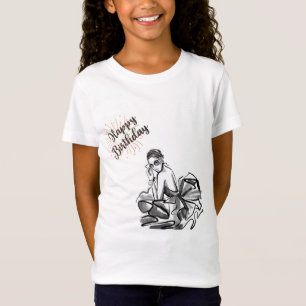 Chic Fashion Girl Happy Birthday Skizze Damen T-Sh T-Shirt