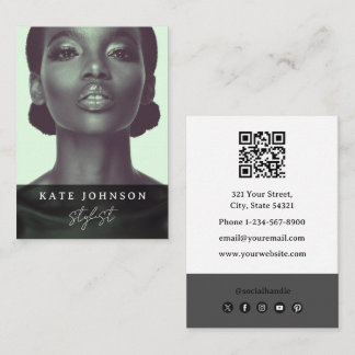 Chic Fashion Stylist Professional Photo QR Code Visitenkarte