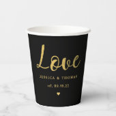 Chic Faux Gold Foil Typography Script Love Wedding Pappbecher (Rückseite)
