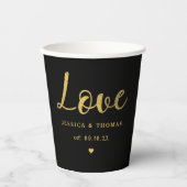 Chic Faux Gold Foil Typography Script Love Wedding Pappbecher (Vorderseite)