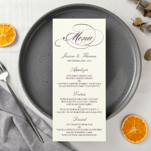 Chic Faux Pflaume Folie Hochzeitsmenü Vorlage- Elf Menükarte
