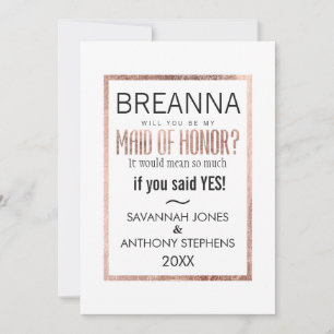 Chic Faux Rose Gold Maid of Honor Invitations Einladung
