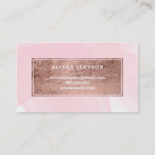 Chic faux rose gold typography pink loyalty card treuekarte (Rückseite)