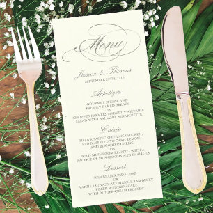 Chic Faux Silver Foil Wedding Menu Template- Ivory Menükarte