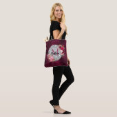 Chic faux Silver Glitter Burgundy Floral monogram Tasche (Am Model)