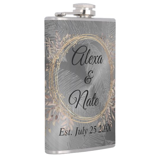 Chic Feathers Floral Wreath Wedding Flachmann (Rechts)