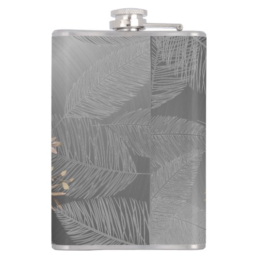 Chic Feathers Floral Wreath Wedding Flachmann (Rückseite)