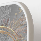 Chic Feathers Floral Wreath Wedding Pickleball Schläger (Linke Seite)