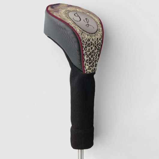 Chic Feathers mit Leopard Print Monogram Golf Headcover (angewinkelt)
