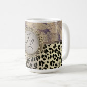 Chic Feathers mit Leopard Print Monogram Kaffeetasse (VorderseiteRechts)