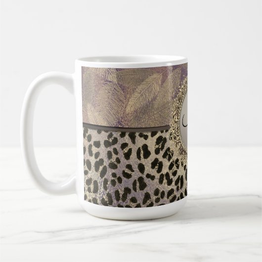 Chic Feathers mit Leopard Print Monogram Kaffeetasse (Links)