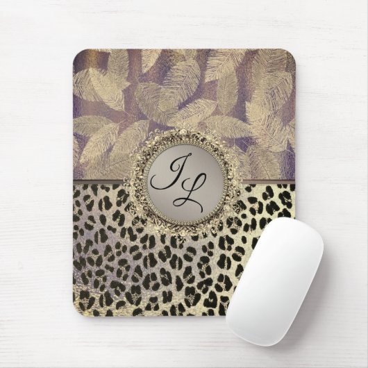 Chic Feathers mit Leopard Print Monogram Mousepad (Mit Mouse)