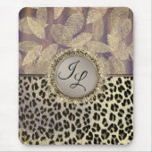 Chic Feathers mit Leopard Print Monogram Mousepad (Vorne)