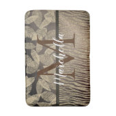 Chic Feathers mit Zebra Print Monogram Badematte (Vorderseite Vertikal)