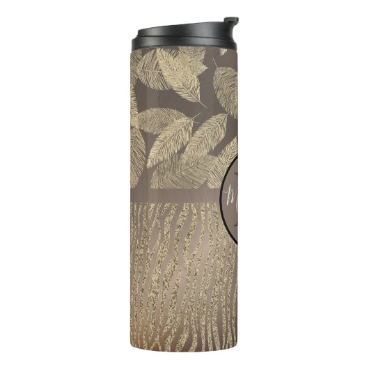 Chic Feathers mit Zebra Print Monogram Thermosbecher (Nach links gedreht)