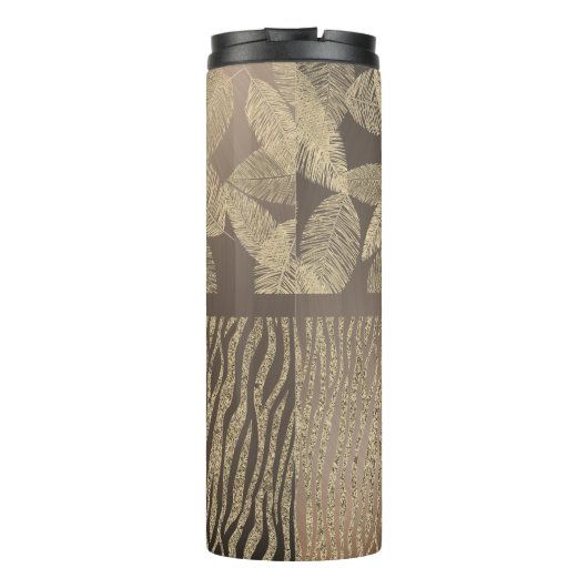 Chic Feathers mit Zebra Print Monogram Thermosbecher (Rückseite)