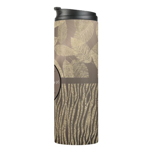 Chic Feathers mit Zebra Print Monogram Thermosbecher (Nach rechts gedreht)