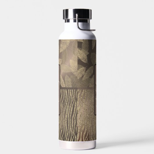 Chic Feathers mit Zebra Print Monogram Water Trinkflasche (Links)